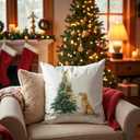 Christmas Tree Golden Retriever Pillow Covers 18x18, Golden Retriever Lovers Gifts, Christmas Tree Cute Dog Throw Pillow Covers for Home Living Room Bedroom Sofa Couch (19 Color)