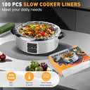 100 Pack Slow Cooker Liners, Large Size 13"x 21" Cooking Bags Disposable Pot Liners, Plastic Slow Cooker Bags Fits 3-8 Quarts, BPA Free, Suitable for Oval & Round Pot