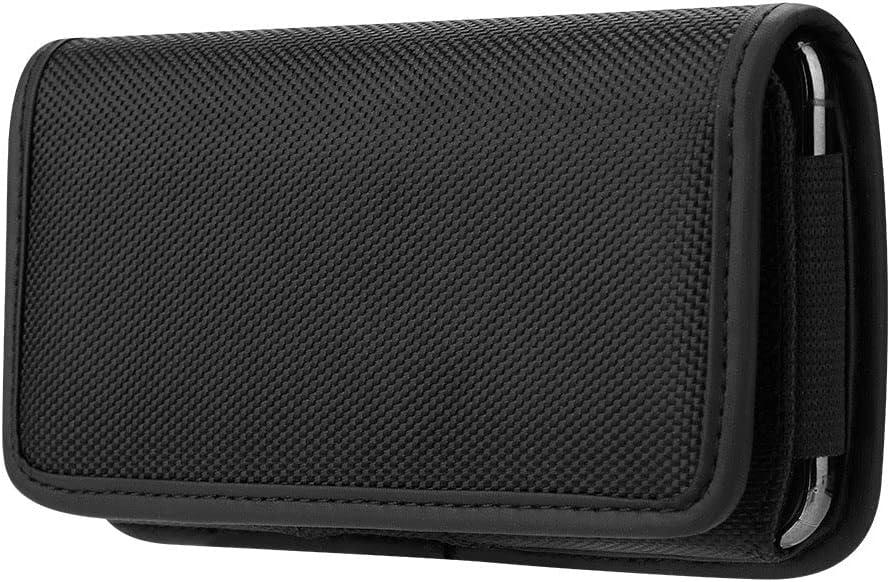 CBUS Nylon Phone Pouch Holster Case with Belt Clip for Motorola One 5G, One 5G Ace, Moto G Pure, Moto G Play, Moto G Power (Horizontal)
