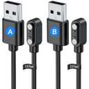 2 Pack Universal Smart Watch Charger Magnetic,Cable Contact 2 pin spacing 2.8mm,High Speed Safe Replacement USB Charger Cord,The magnets magnetism of the two cables is reversed,Model A + Model B