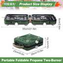 2-Burner Foldable Camping Stove with Griddle and Carrying Bag, Portable Propane Camp Stove with 2 Adjustable Burners & Piezo Ignition for Camping Tailgating Essentials Gear (Green)