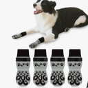 Anti Slip Dog Socks to Prevent Licking Paws Double Side Paw Covers Dogs Grip Sock for Hardwood Floors, No Twist Dog Booties Grippy Socks for Senior Dogs, Light Grey and Black, Large
