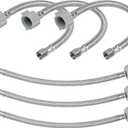 6 Pack 12 inch Toilet Water Supply Connector Line, 3/8" Comp x 7/8" BC, Stainless Steel Braided Toilet Water Supply Line, Leak-Proof Brass Nut Toilet Connector Hose