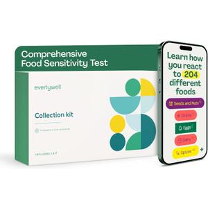 Everlywell Food Sensitivity Comprehensive Test - Learn How Your Body Responds to 204 Different Foods - at-Home Collection Kit - CLIA-Certified Labs - Ages 18 Plus