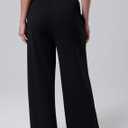 Liberty Pro Womens High-Waisted Ankle-Length Lounge Pants, 26 Inseam Wide Leg Drawstring Casual Bottoms with Pockets (Black, M)