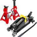 2T Hydraulic Floor Jack Combo with Two Jack Stands, 4000 lbs Capacity Trolley Service Jack Combo Red and Black