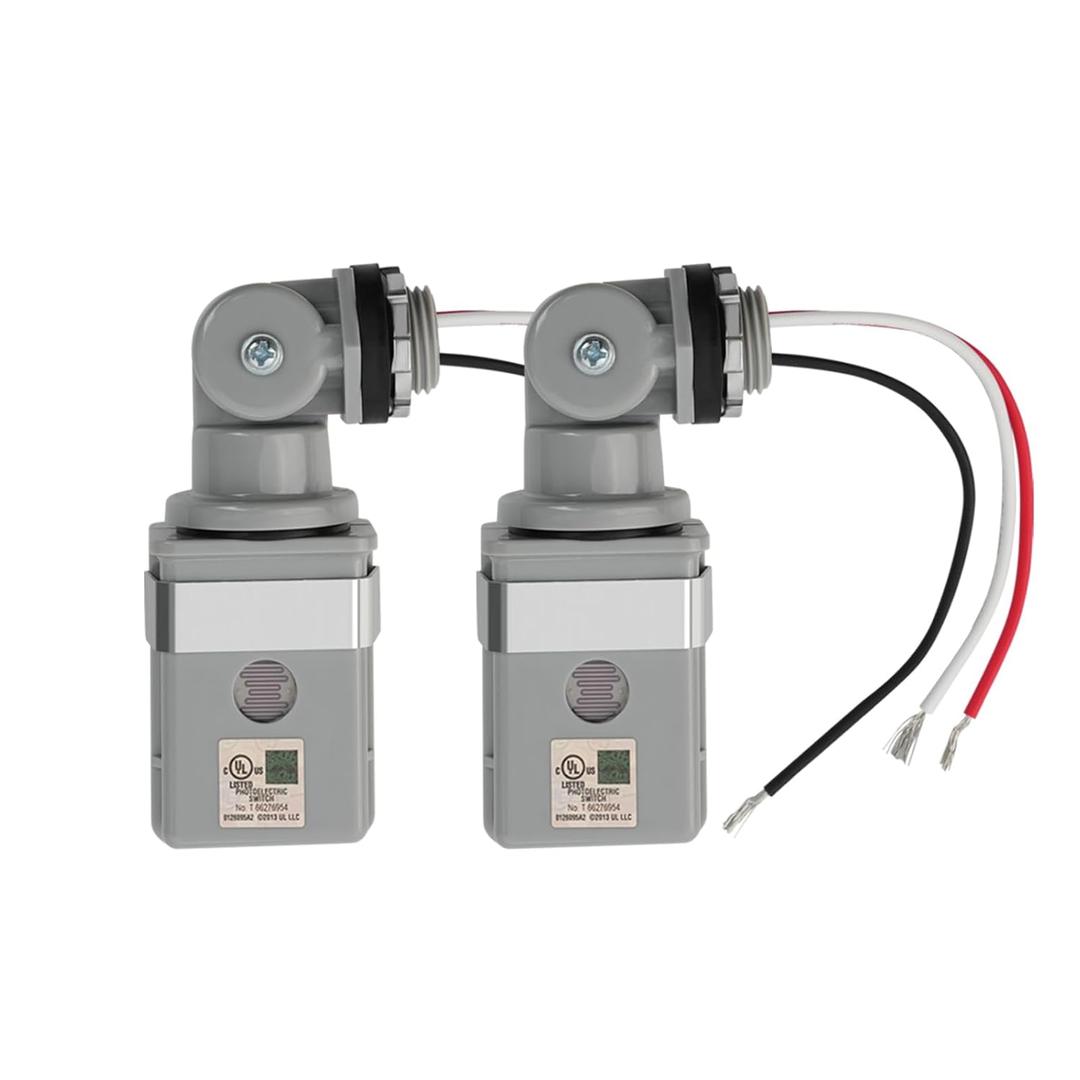 FIMXSD 2 Pack Photo Cell for Outdoor Lighting Dusk to Dawn Sensor Photoelectric Switch for Porch Yard LED Flood Lights, 120VAC 50/60Hz Photocell Sensor IP54 Waterproof