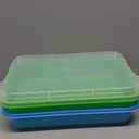 Sensory Bin Sand Tray with Lid for Toddlers 2 Pcs 15in Portable Sandbox Toy Large Plastic Tray for Kids 3 4 5 6 Fill with Sand, Water, Beads, and More (Green+Blue)