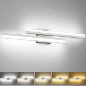 PRESDE Brushed Nickel Bathroom Light Fixtures Over Mirror 32inch LED Vanity Light Modern Bathroom Wall Lighting Bar Dimmable 5CCT