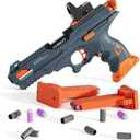 Toy Foam Blaster Pistol Toy - Soft Foam Darts for Kids with Orange Tip for 8 Years Old Boy, Ejecting Shells Magazine Dart Blaster, 2 Magazines 60 Darts