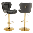 Adjustable Bar Stool Set of 2, PU Leather Bar Chairs with Padded Seat