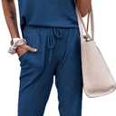 PRETTYGARDEN Women's Two Piece Outfit Sets Summer Casual Sleeveless Crewneck Tops Matching Travel Tracksuit Lounge Wear (XX-Large, Dark Blue)
