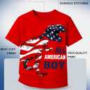 Flafens Summer Boys Shirts - Kids T-Shirt Graphic Tee Soft Cotton Crewneck Short Sleeve Tops (Red)