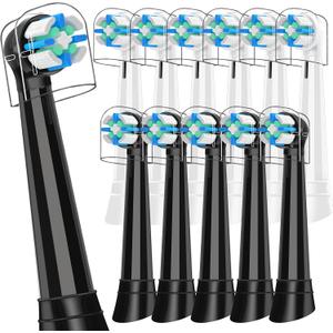 12PCS Replacement Heads Compatible with Oral B iO 2 3 4 5 6 7 8 9 10 Series Electric Toothbrush, IO Brush Heads Compatible with Oral B, Medium Bristles for Teeth Clean & Gums Care (Black/White)
