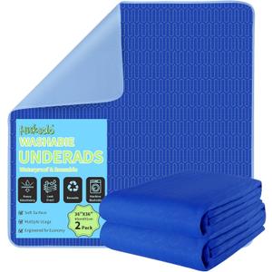 Washable Chucks Reusable Incontinence Underpads Waterproof Bed Pads for Adults 36" x 36" 2 Pack, Mattress Protector Pee Pads for Kids, Dogs, Leakproof Heavy Absorbency Royal Blue