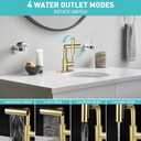 Bathroom Sink Faucet with 4 Mode Pull Down Sprayer, Brushed Gold Single Handle Pull Out Faucet with Pop-Up Drain, 1 or 3 Hole Laundry Bar Basin Faucet with Deck Plate