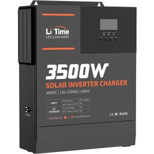 LiTime 3500W Solar Inverter Charger, All-in-One 48V DC-120V AC, 80A MPPT