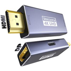 HDMI to DisplayPort Adapter Uni-Directional (4K@60Hz/1080P@120Hz) | HDMI (Source) 2.0 Male to DP (Display) 1.2 Female Converter Compatible with Laptop, AMD, NVIDIA, PS5, Xbox and More - 1 Pack