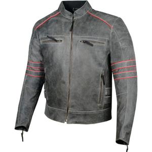 BROTHERHOOD Motorcycle Jacket, Distressed Cowhide Premium Leather, CE Armor, Ventilation, Motorbike Racer Black XL