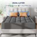 ELEMUSE Dual Layer 3 Inch Memory Foam Mattress Topper King, 2 Inch Cooling Gel Memory Foam Plus 1 Inch Down Alternative Pillowtop Mattress Pad with Cooling Cover, Soft Comfort Support, Grey