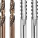 uxcell Tap and Drill Bit Set, 2pcs M6 x 1.25 Metric Straight Flute Thread Screw Taps & 2pcs 4.7mm Twist Drill Bits, Uncoated/Roasted Yellow HSS-6542/M35 HSS-CO Tapping Threading Tool