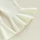 ZAXARRA Toddler Baby Girl Christmas Outfit Spaghetti Strap Bell Bottoms Romper Overalls Jumpsuit Santa Baby Bow Clothes (White)