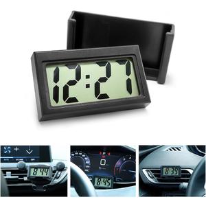 Osilly Mini Digital Clock for Car Dashboard, Battery Operated & Clear LCD Screen Time Display, Small Digital Clock with Self-Adhesive Bracket (Black)