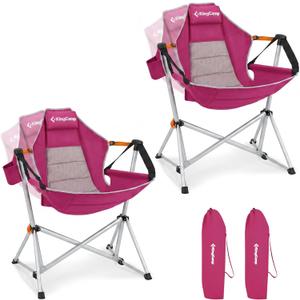 KingCamp Hammock Camping Chair, 400lbs Heavy Duty Swing Chairs for Adults
Portable Camp Chair, Oversized Folding Rocker, 10.3lbs Aluminum Frame, Adjustable recline for Outdoor Beach Patio RV Sport