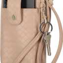 Mundi Jacqui RFID Crossbody Wallet for Women, Vegan Leather Small Travel Handbag with Phone Holder, Compact Organizer with Card Slots and Adjustable Strap, Vacation Purse in Taupe