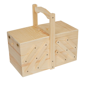 Juvale Wooden Sewing Box Organizer for Sewing Supplies with 3 Tier Drawers for Craft Tools, Needles, Pincushion, Art Supplies, Thread Spool Organizer (12.6×5.9×8.3 inches)