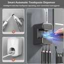 Automatic Toothpaste Dispenser, Electric Toothpaste Dispenser Multi-Function, Toothpaste Dispenser Wall Mounted with 3 Brush Slots, Toothbrush Organizer and Holder for Bathroom (Black)