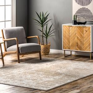 nuLOOM Smoky 8 x 10 (ft) Loomed Beige Rectangular Indoor Abstract Area rug