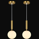 FDPBY Modern Hanging Light Fixture Pendant Lighting for Kitchen Island Mid Century Gold Pendant Lights with Globe Milky White Glass Pendant Light for Bedroom Bathroom Entryway (2 Pack)