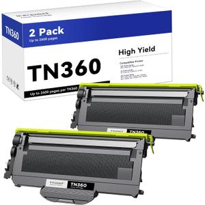 TN360 TN330 Compatible Toner Cartridge Replacement for TN360 TN-330 High Yield, Compatible with MFC-7840W HL-2140 MFC-7340 MFC-7440N HL-2170W HL-2150N Printer (2 Black)