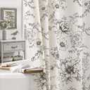 Farmhouse Vintage Shower Curtain Black Tattoo Pattern Floral Linen Shower Curtain for Bathroom