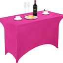 LZY Spandex Fitted Stretch Table Cover for 4ft or 6ft or 8ft Folding Table, Rectangular Cocktail Tablecloth, Perfect for Party or Banquet (Fuchsia)
