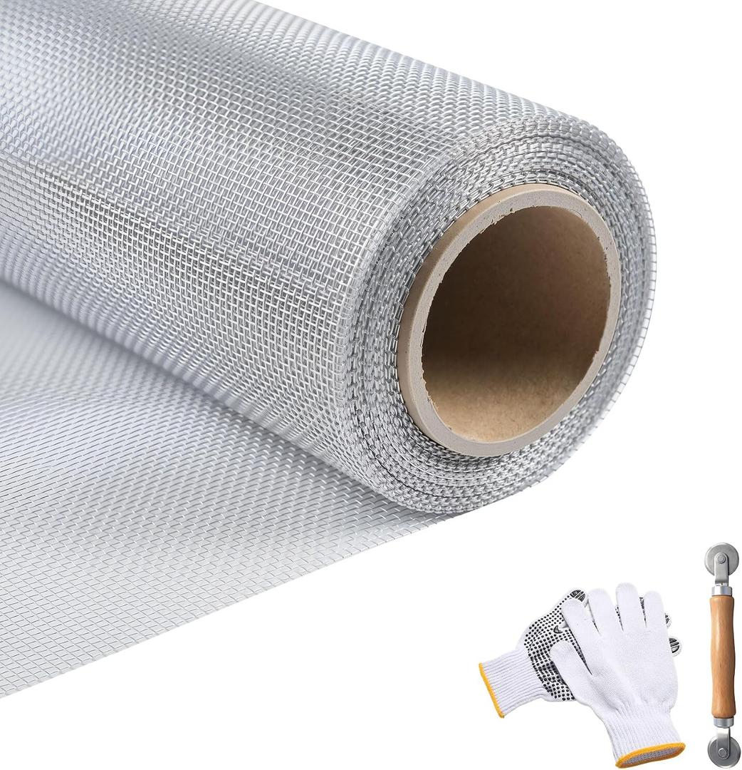 Sidasu 36in x 200in Stainless Steel Window Screen Mesh Roll Rust-Resistant DIY Replacement for Windows & Doors,Silver