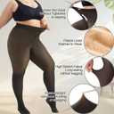 Delcast Plus Size Fleece Lined Tights Women - Fake Translucent Sheer Warm Thermal Pantyhose Leggings for Winter (Black, XL)