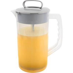 1 Pack Mixing Pitcher for Drinks 2 Quart/ 64oz Plastic Water Pitcher with LidEasy-Mix Juice ContainerAngled Plastic Blades and Adjustable Mixer Plunger for Juice, Tea, Beverage Container