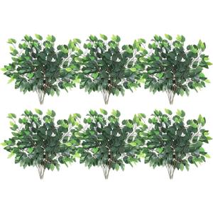 GTIDEA 36PCS Artificial Ficus Leaves Branches Faux Ficus Tree Branches Artificial Greenery Stems Silk Floral Arrangement for Benjamina Tree DIY Wedding Bouquet Summer Wreath Wall Decor (24.04 Inch)