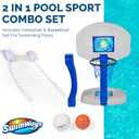 SwimWays 2-in-1 Pool Sport Combo Set - Volleyball Net & Outdoor Basketball Hoop for in- & Above Ground Pool, Outdoor Games for Adults and Family
