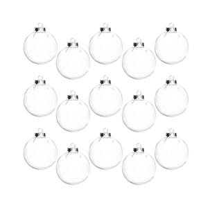 15 Pcs DIY Clear Plastic Fillable Balls Ornament, 2.36Inch Transparent Ornaments Shatterproof Christmas Balls for Christmas, Halloween, Birthday, Wedding Decor, DIY Crafts Decorations (60 mm)