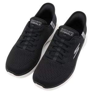 Skechers GOWALK 6 Black and White Slip-On Mesh Breathable Walking Shoes for Men (8.5)