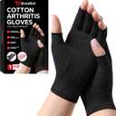 Fingerless Compression Gloves (1 Pair), Cotton Arthritis Gloves Women Men, Arthritis Pain Relief Gloves, Hand Compression Gloves Arthritis for Carpal Tunnel, Rheumatoid, Tendonitis, Black L