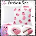 Tiamon 2 Pcs Pink Halloween Pillow Covers 18x18 Inch Canvas Happy Halloween Pink Ghost Decoration Embroidered Throw Pillow Covers Outdoor Cushion Cases for Home Sofa Bed Couch Farmhouse Decorative