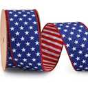 LaRibbons Patriotic Ribbon Wired, 4th of July Reversible Red White Blue American Flag Ribbon 2.5 Inch x 12 Yard Continuous for Independence Memorial Day Gift Wrapping DIY Crafts