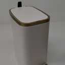 CEROELDA Small Bathroom Trash Can with Lid Soft Close-5L/1.3 Gal Slim Garbage Can-Metal Step Wastebasket-Rectangle Narrow Waste Bin for Office, Bedroom, Toilet, Live Room-White