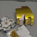 Affrolling 50 Pcs Wedding Favor Boxes with Thanks Card Square Flower Candy Boxes Paper Bridal Gift Box for Guests Wedding Bridal Shower Birthday Party Anniversary (Gold)