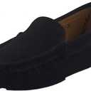 DADAWEN Toddler Little Kid Boys Girls Soft Suede Leather Slip On Penny Loafer Dress Shoes Moccasin Flat Boat Shoes Wedding Church Oxford (Black)