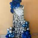 2 x Blue Silver Balloons Set, 12 Inch Blue and Silver Balloons Dark Navy and Confetti Party Latex Balloon, Macaron Metallic Baby Blue Mixed Balloon for Birthday Graduation Baby Shower Wedding Retirement